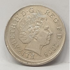 GREAT BRITAIN UK 2008 . TEN 10 PENCE COIN . ERROR . APPROX 10% OFF CENTRE MIS-STRIKE